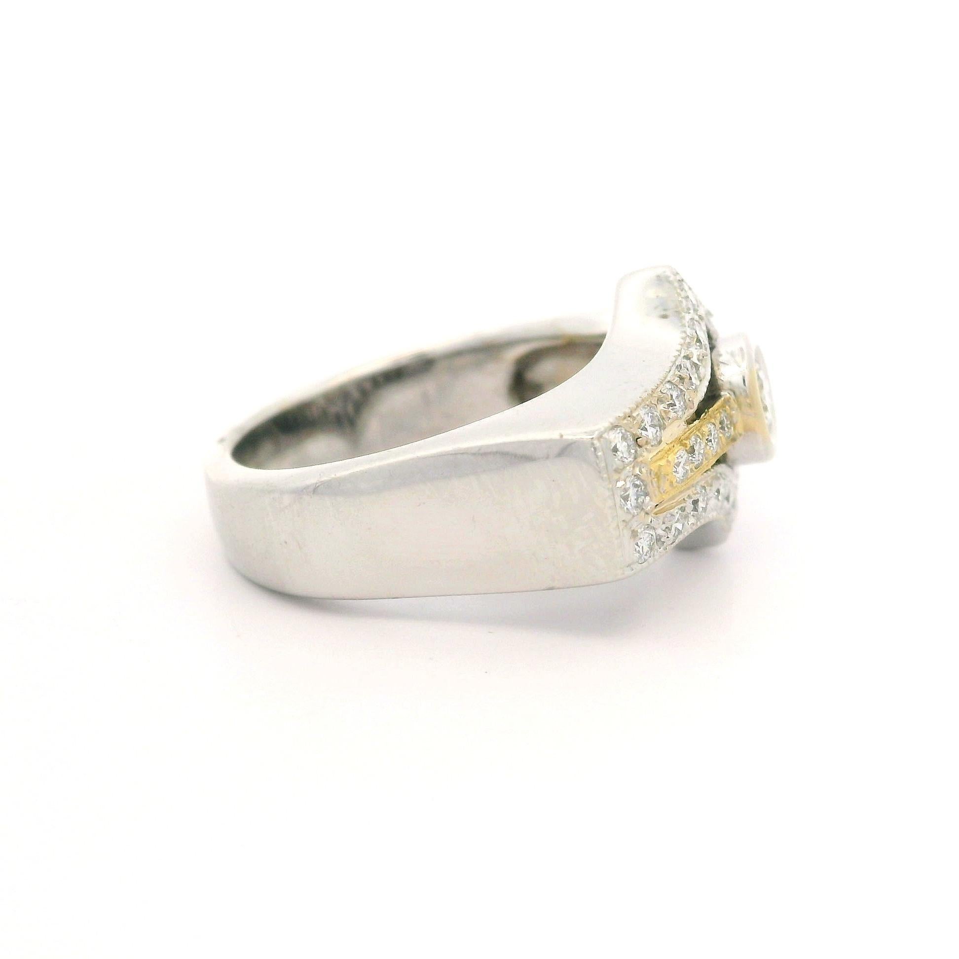 18k Two Tone Gold 0.64ctw Pave & Bezel Diamond Covered East West Cocktail Ring For Sale 6