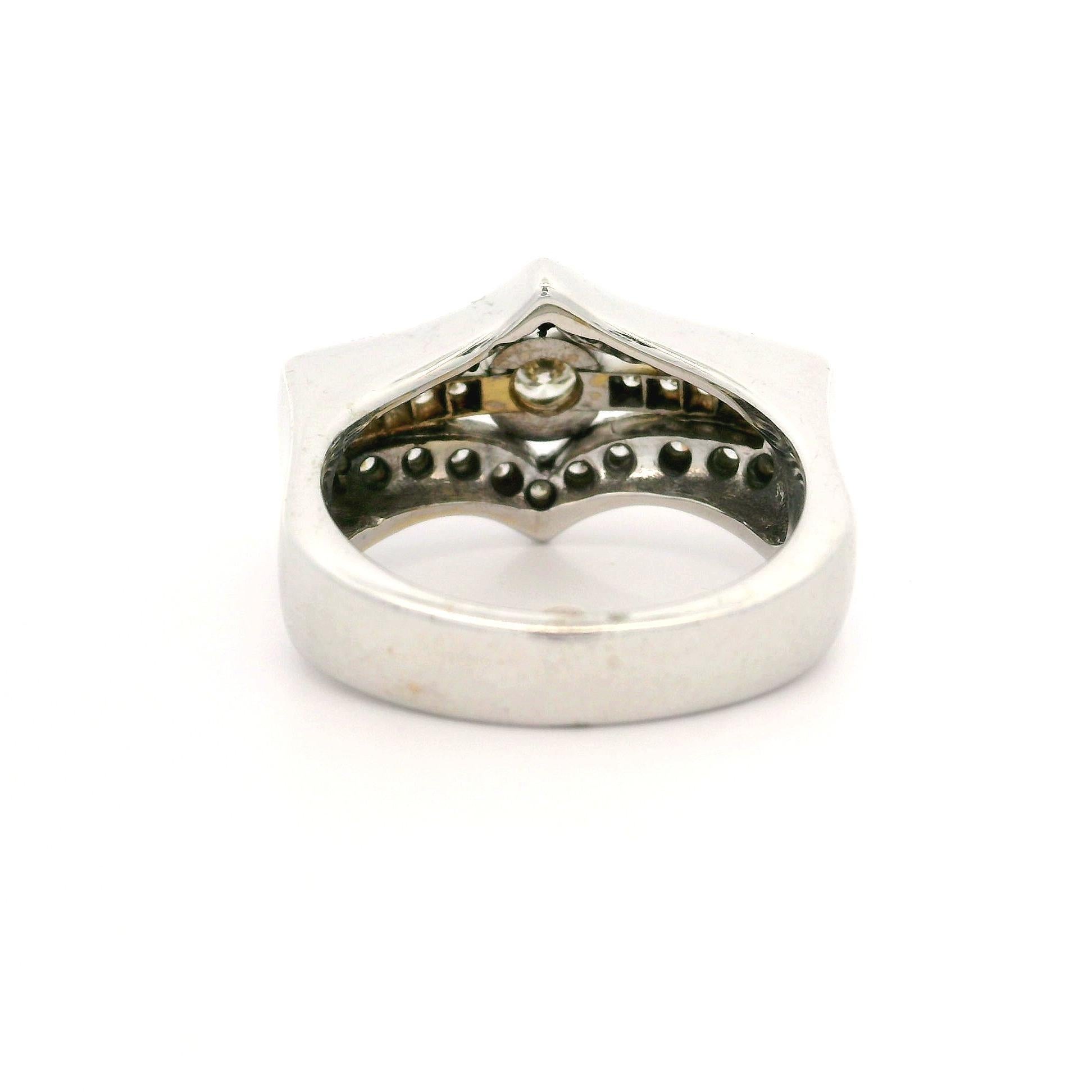 18k Two Tone Gold 0.64ctw Pave & Bezel Diamond Covered East West Cocktail Ring For Sale 7