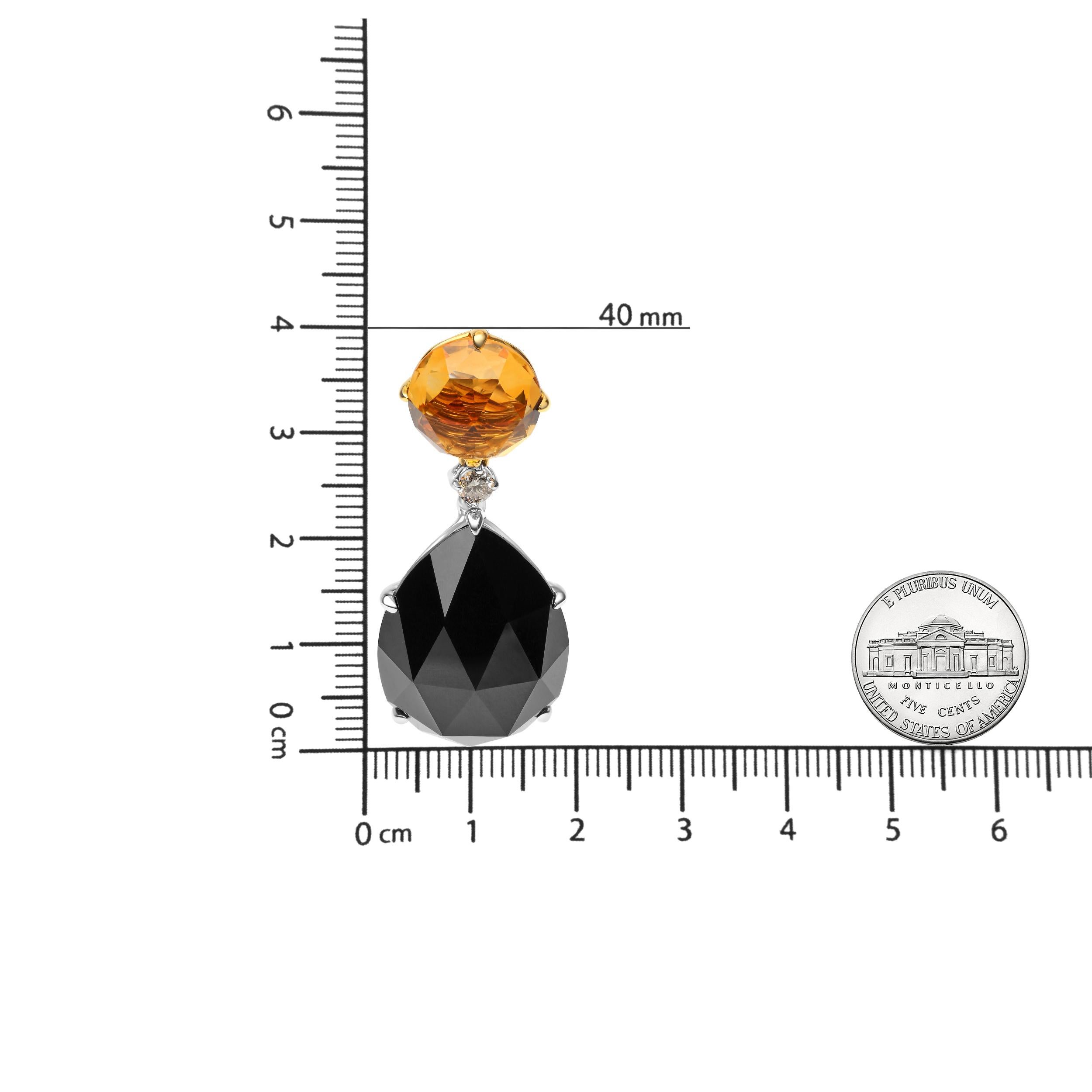 18 Karat zweifarbiges Gold 1/5 Karat Diamant mit gelbem Citrin und schwarzem Onyx Ohrring im Zustand „Neu“ im Angebot in New York, NY