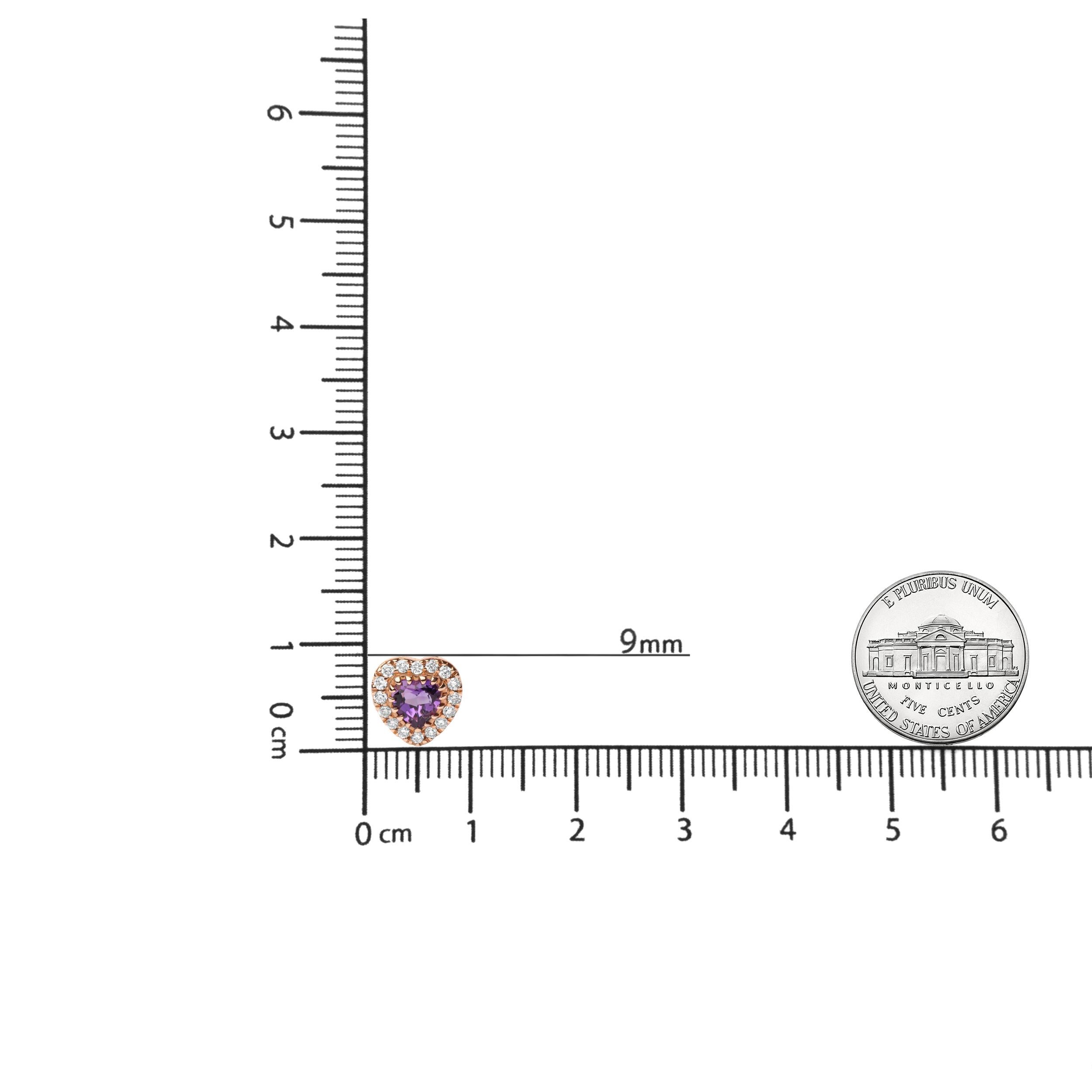 18 Karat zweifarbiges Gold 1/6 Karat Diamant und lila Amethyst-Edelstein-Ohrstecker im Zustand „Neu“ in New York, NY