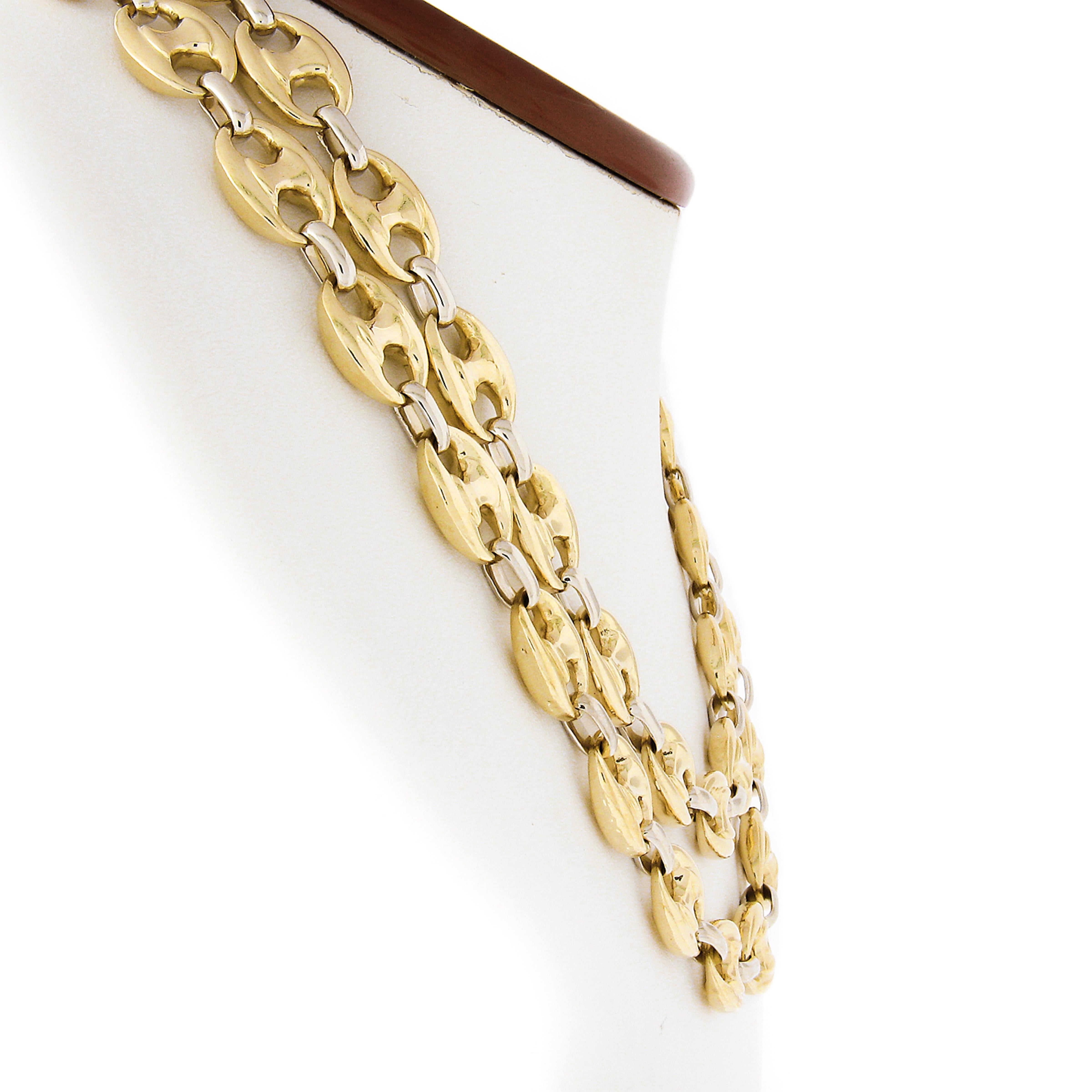 18 Karat zweifarbige Gold polierte Mariner Link Lange Statement-Halskette im Zustand „Hervorragend“ im Angebot in Montclair, NJ
