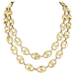 Collier à longue chaîne en or bicolore poli 18K à maillons Marin