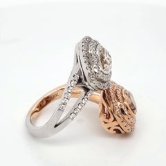 18k Two-Tone Gold 2.87ct Marquise-cut and Round Two Stone Ring (Size 6)