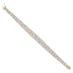 18K Two-Tone Gold 5.35 Carat Natural Diamond Geometric Link Bracelet