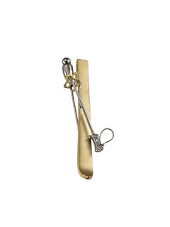 18K Two-Tone Gold and Diamond Ski and Pole Stick Pin #25749