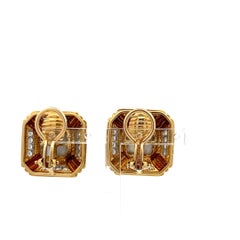 Clip-Ohrringe aus 18-karätigem Bicolor-Gold mit runden Diamanten (0,96 Karat, H VS) und 14-mm-Perlen