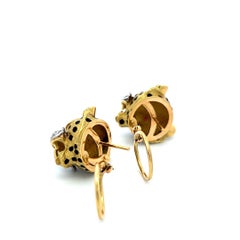 18K Two Tone Gold Clip-On Earrings with 0.2ct Round I SI Diamonds & 0.04ct Ruby