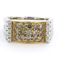 18k Two-Tone Gold Cocktail Ring with 0.80ct Champagne & White Diamonds