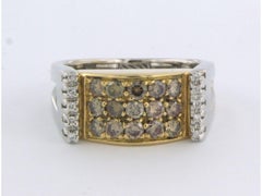 18k Two-Tone Gold Cocktail Ring with 0.80ct Champagne & White Diamonds