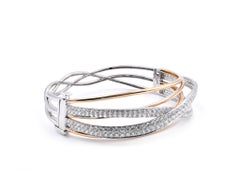 18 Karat Two-Tone Gold Diamond Bangle Bracelet