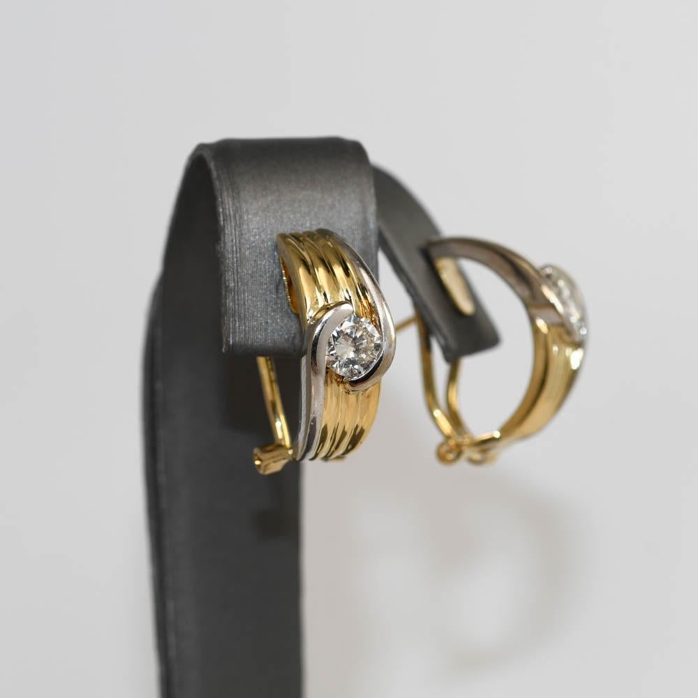 18K zweifarbige Gold Diamant Ohrringe 0.80ct im Zustand „Hervorragend“ im Angebot in Laguna Beach, CA