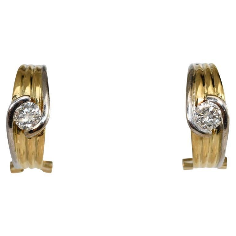 Orecchini in oro bicolore 18K con diamanti 0,80ct