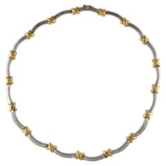 18K Two-Tone Gold Diamond Scalloped Necklace