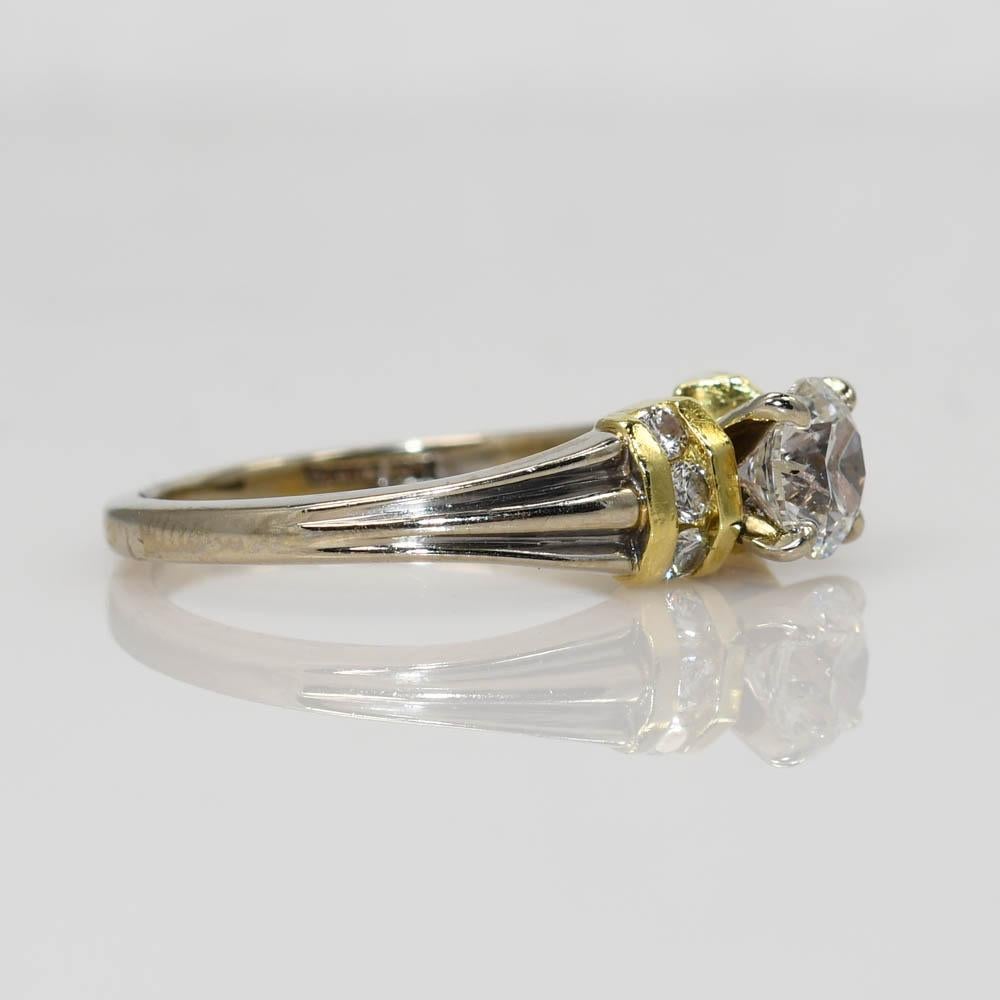 Women's or Men's 18K Two-Tone Gold Diamond Wedding Ring Set 0.75ct For Sale