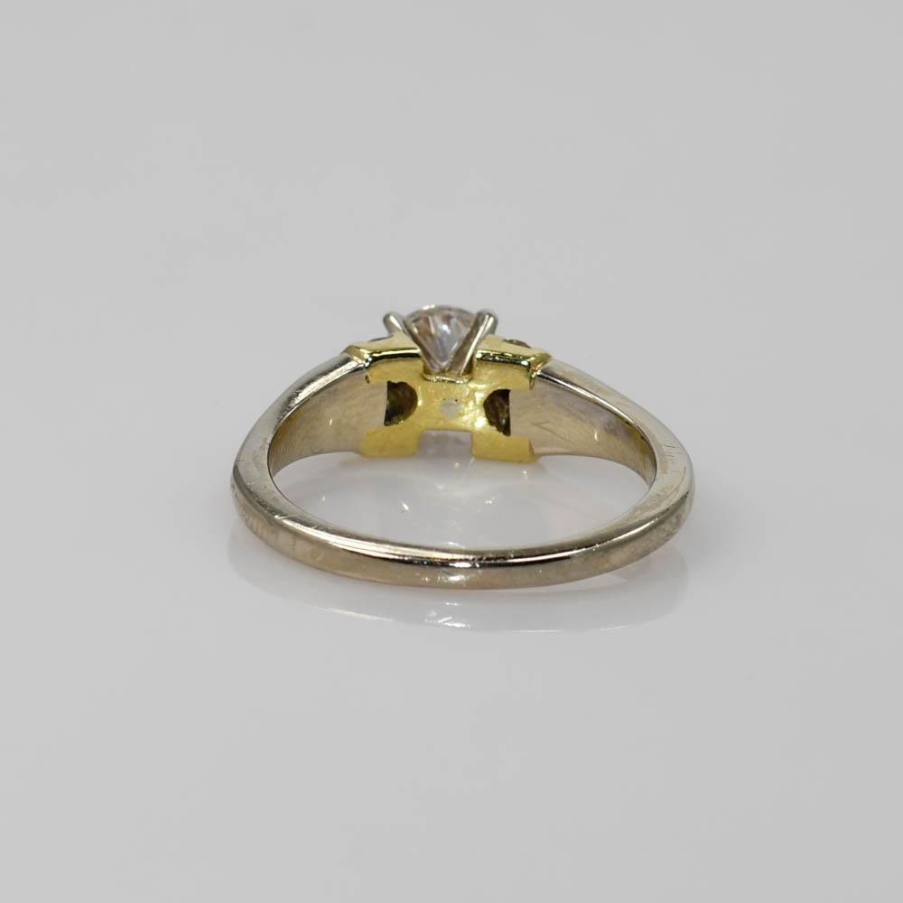 18K Two-Tone Gold Diamond Wedding Ring Set 0.75ct For Sale 1