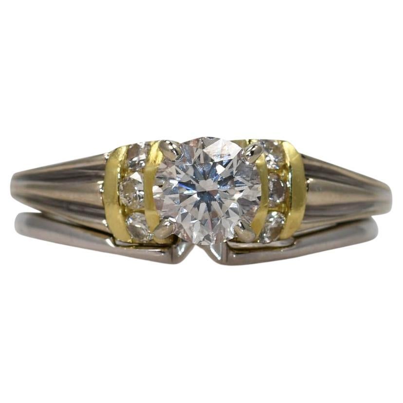 Alianza de boda de diamantes en oro bicolor de 18 quilates 0,75 ct