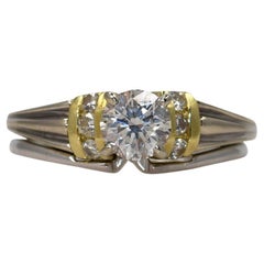 Used 18K Two-Tone Gold Diamond Wedding Ring Set 0.75ct