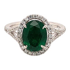 18 Karat Two-Tone Gold Emerald and Diamond Ring