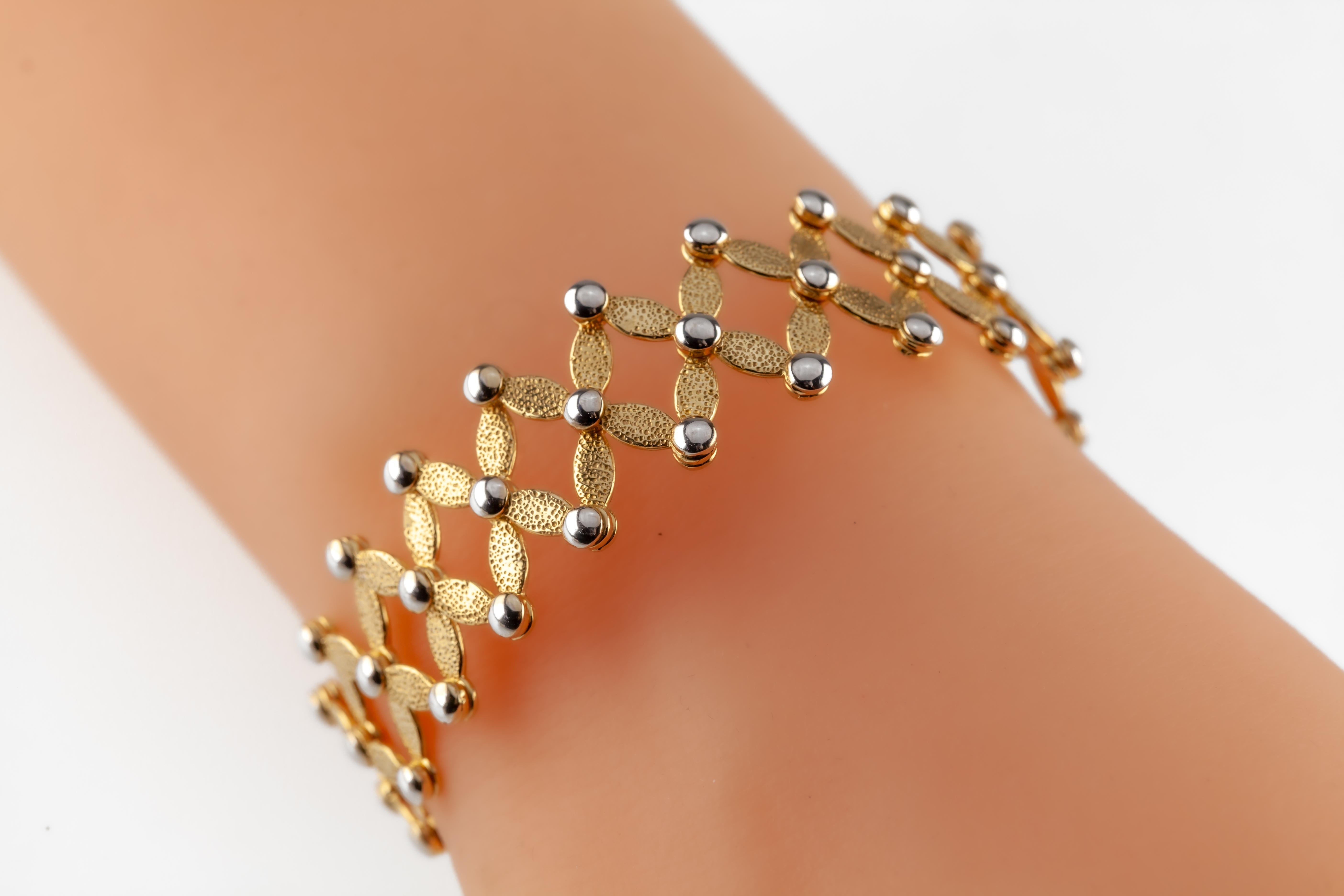 18k Two Tone Gold Expansion Ring/Bangle Bracelet by The Gold Market Firenze For Sale 2