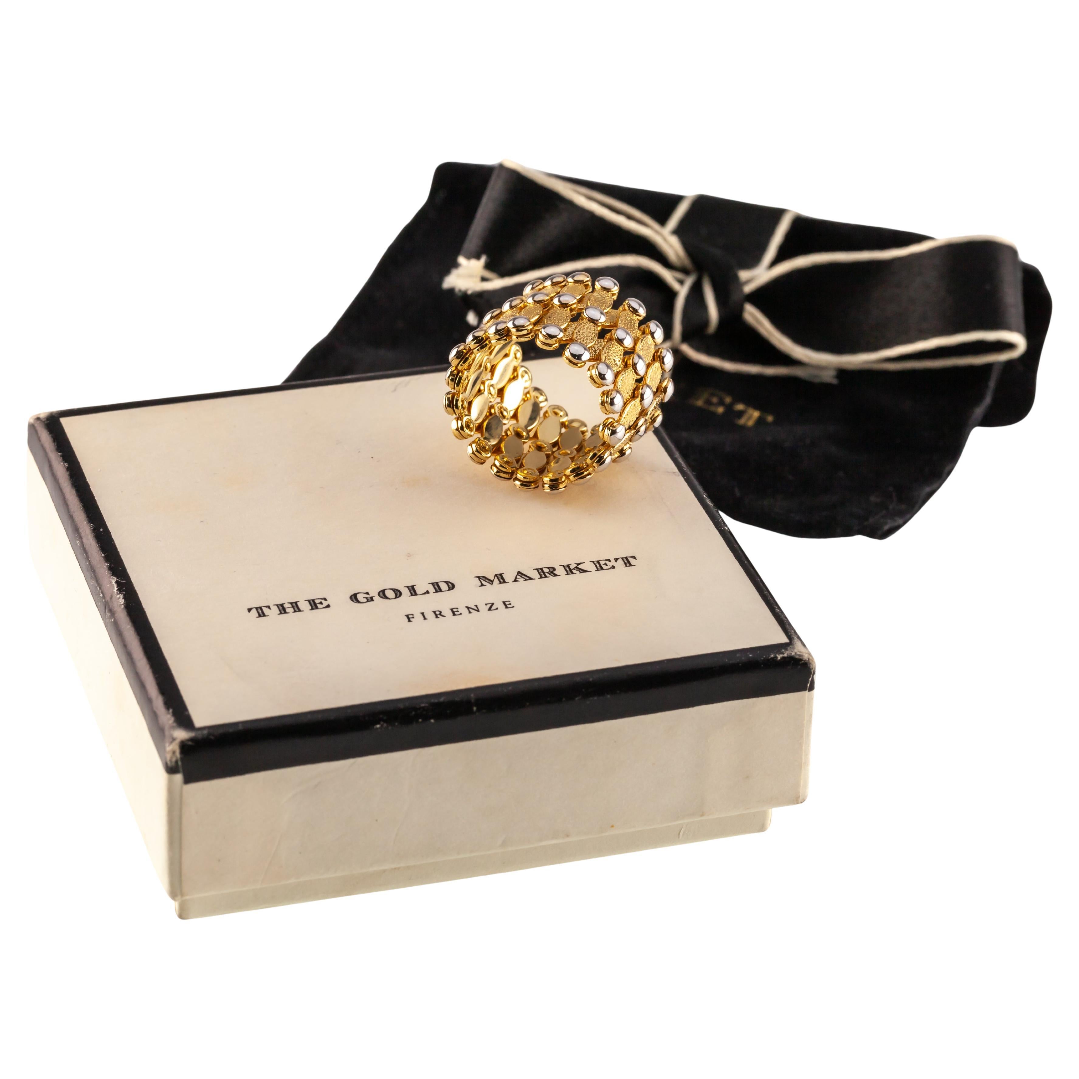 18k Two Tone Gold Expansion Ring/Bangle Bracelet by The Gold Market Firenze For Sale