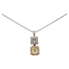 18 Karat Two-Tone Gold Fancy Yellow Diamond Pendant Necklace