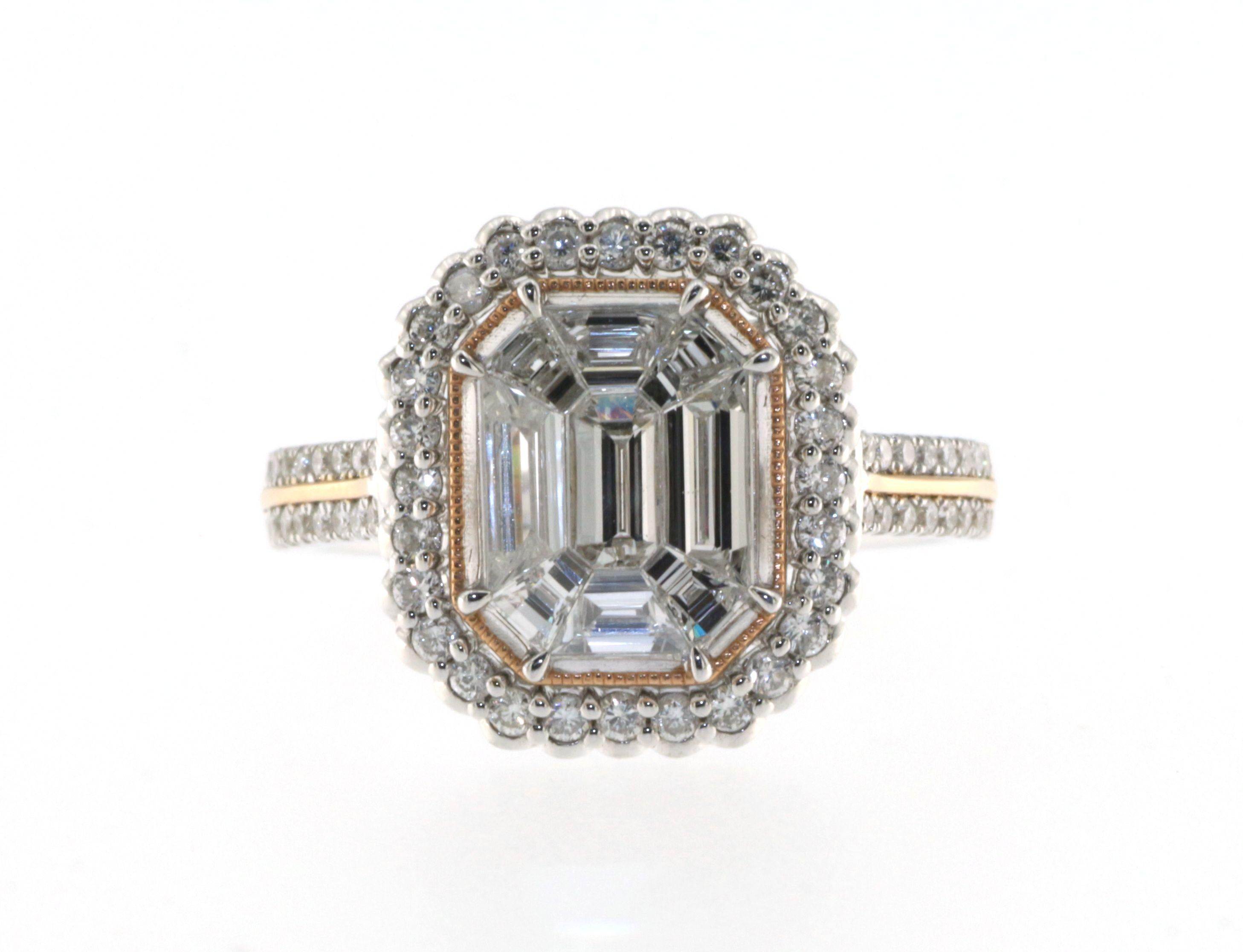 Bague en or blanc et rose 18 carats avec diamants de 1,44 carat à monture illusion Neuf - En vente à Hong Kong, HK