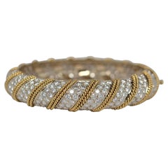 18k Two Tone Gold Ladies
 Bangle with Round Brilliant Cut Diamonds, 18.25 Carat