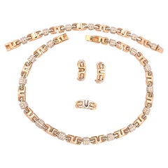18K Two Tone Gold Necklace, Bracelet and Ring Convertible Jewelry Suite