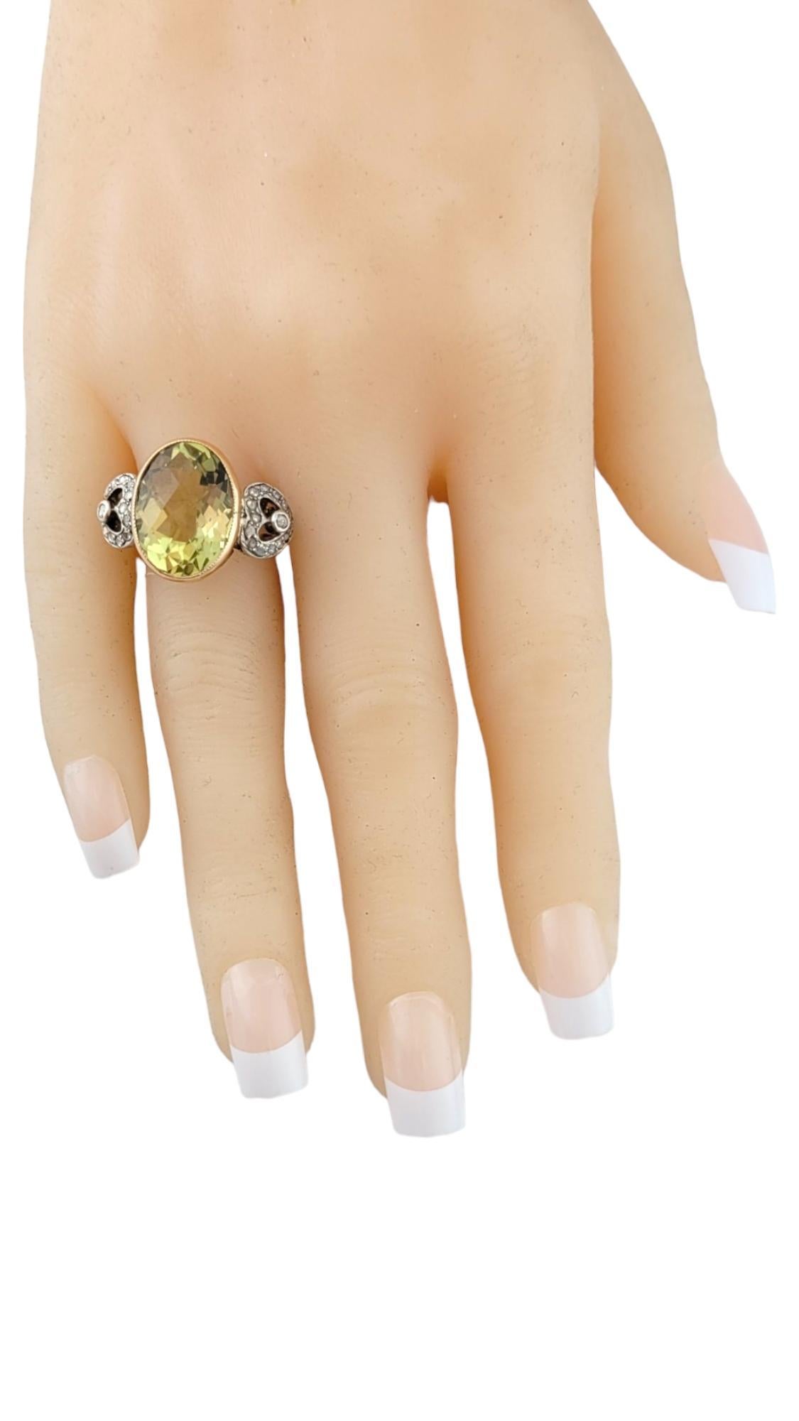18K Two Tone Gold Oval Citrine Diamond Ring Size 6.75 #16452 For Sale 1