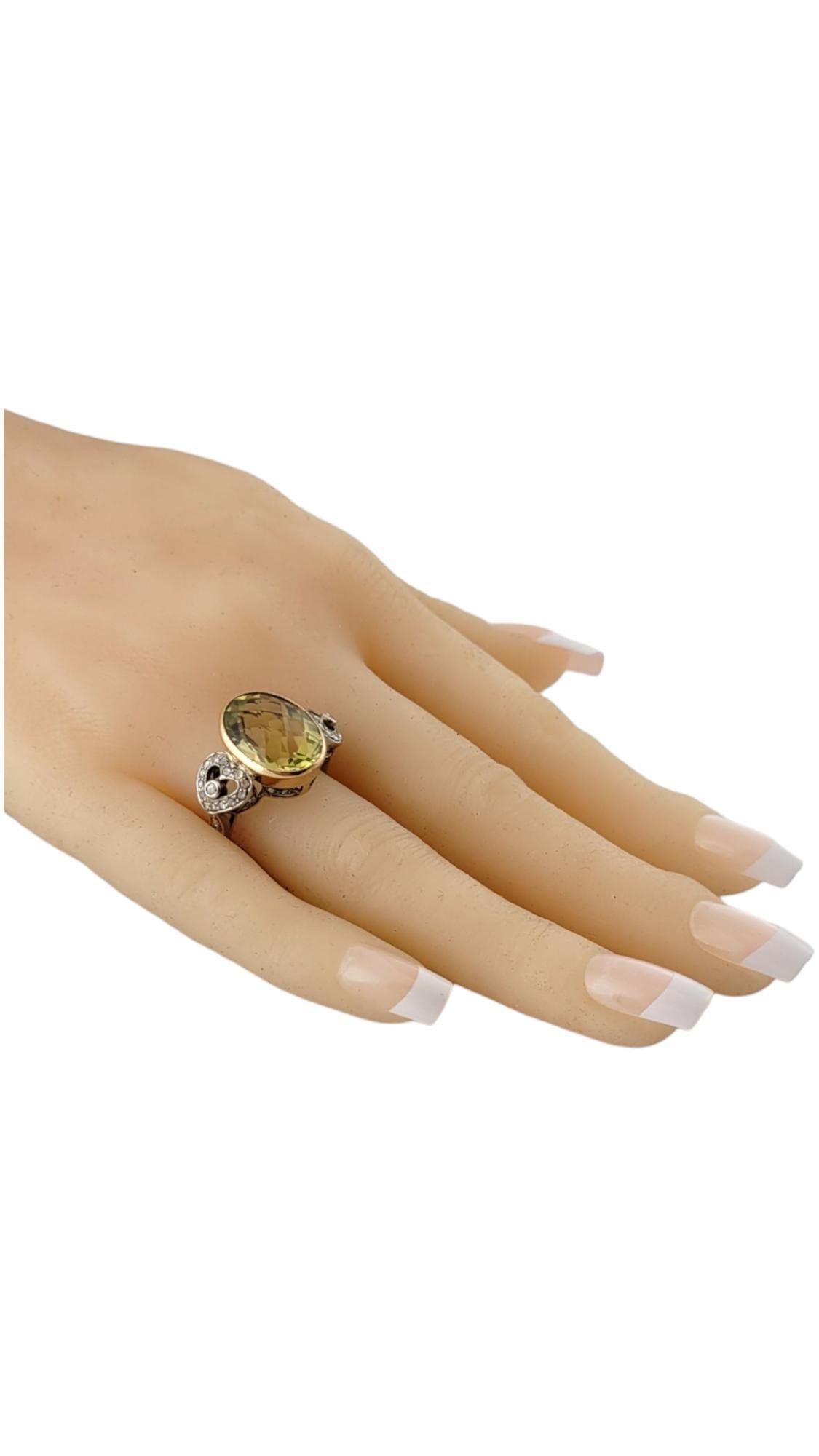 18K Two Tone Gold Oval Citrine Diamond Ring Size 6.75 #16452 For Sale 2