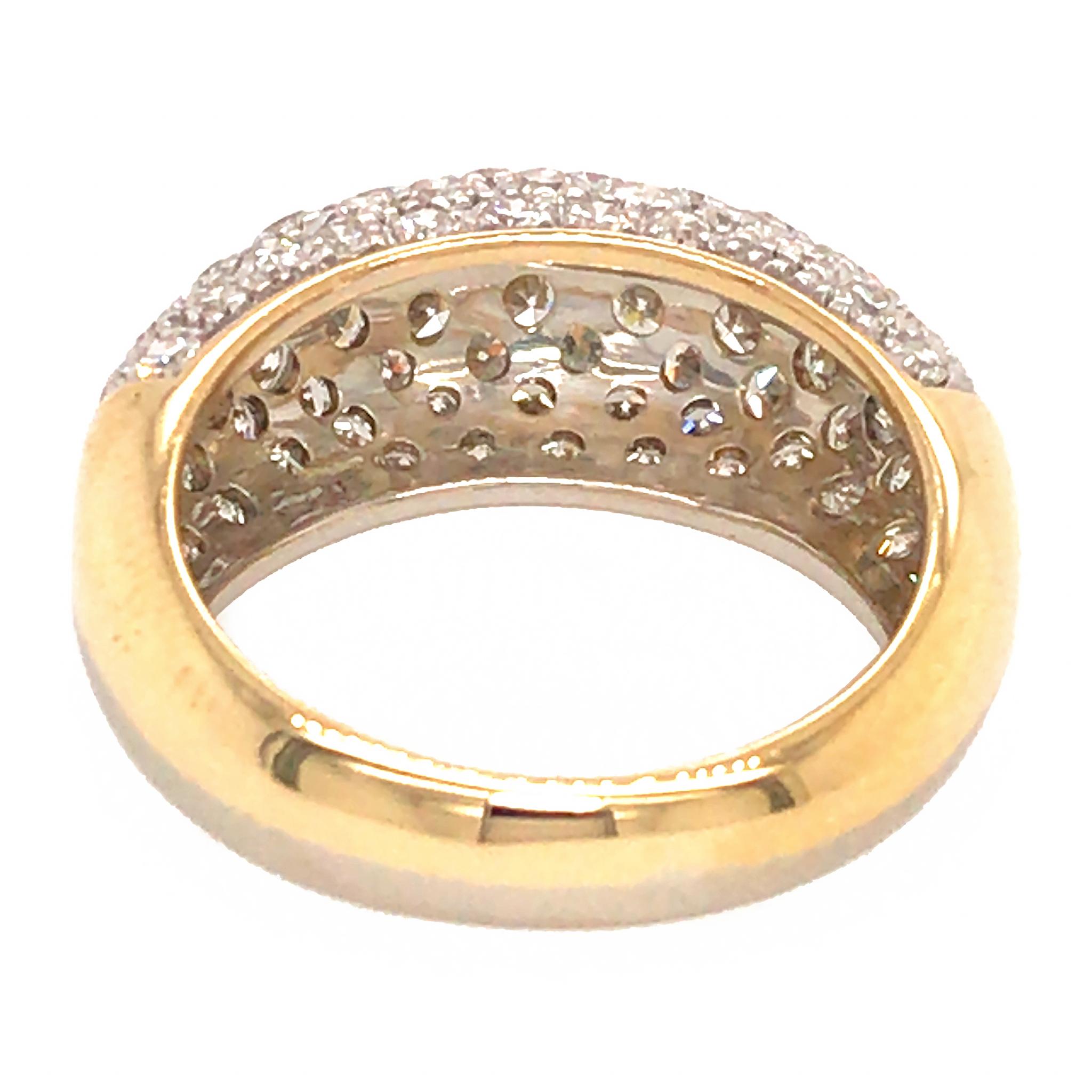 18k Two-Tone Gold Pave Single Cut Diamond Ring In Excellent Condition In New York, NY