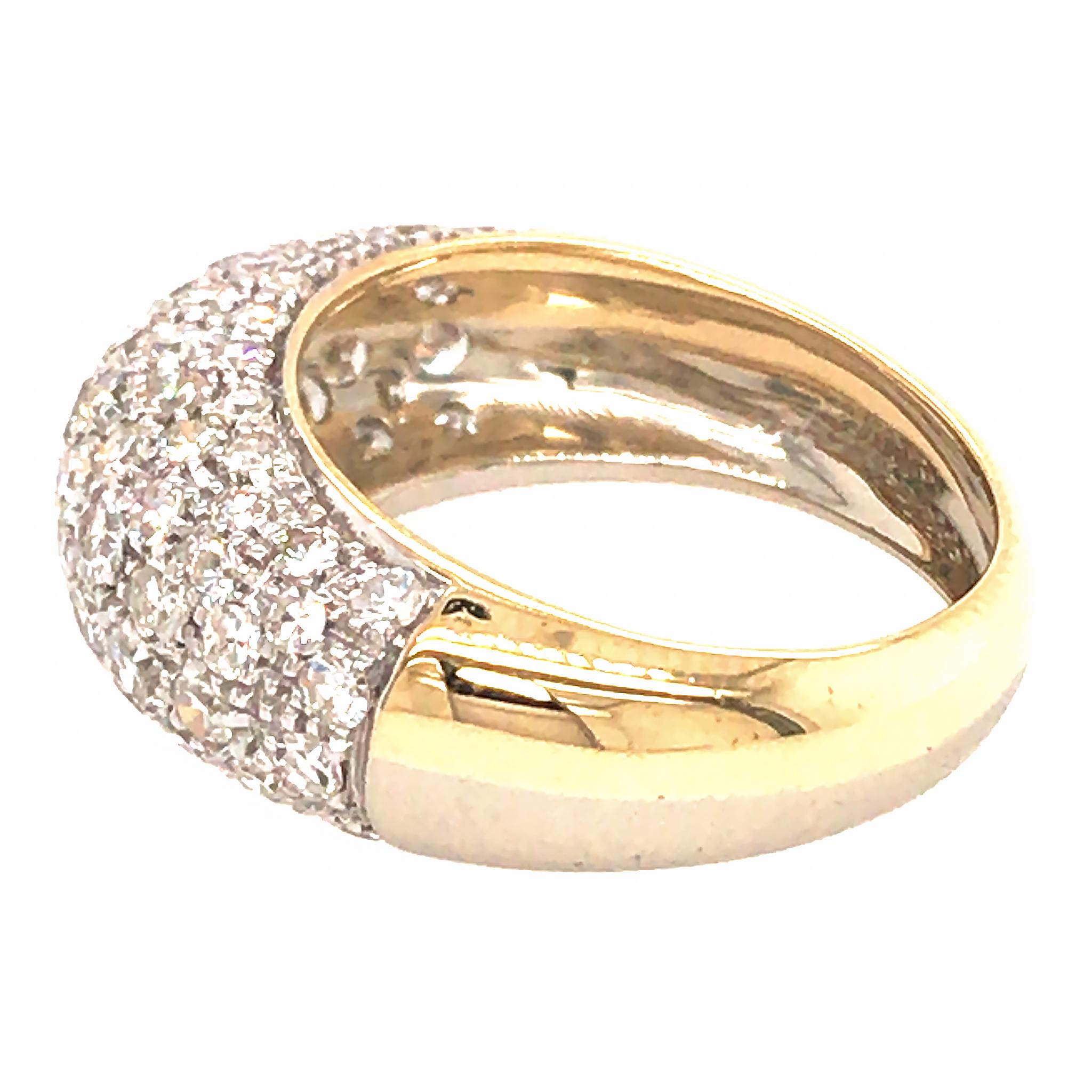 18 Karat zweifarbiger Gold Pavé-Diamantring mit Einzelschliff Damen