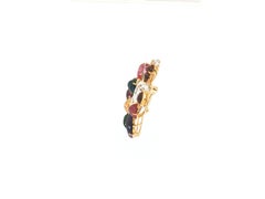 18K Two Tone Gold Pin Brooch with 0.9ct Round G VS Diamonds Quartz & Tourmaline