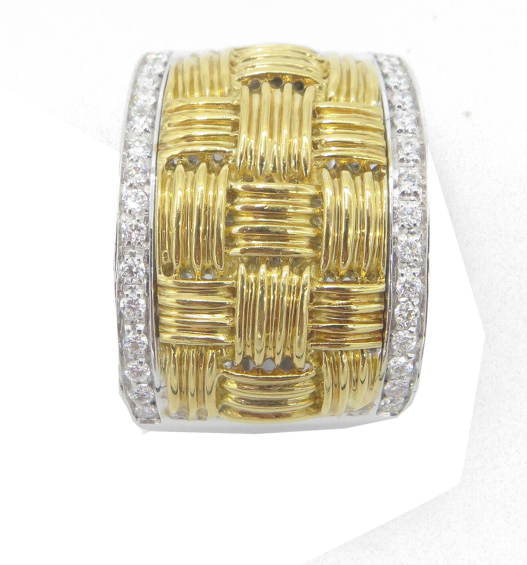 18 Karat zweifarbige Roberto Coin-Diamant-Ohrringe aus Gold im Angebot 2