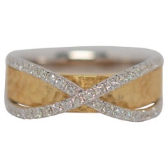 Bague en or bicolore 18 carats et diamants ronds taille brillant, 0,50 carat