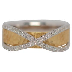 18K Two Tone Gold 
Round Brilliant Cut Diamond Ring, 0.50 Carats