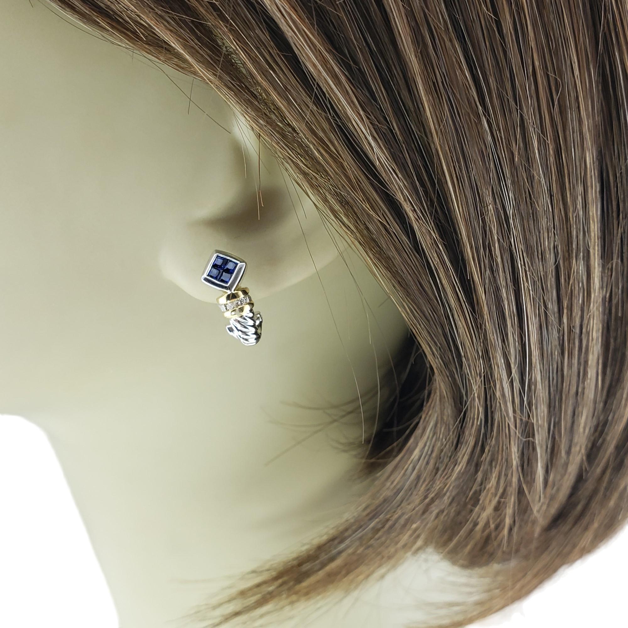 18K Two-Tone Gold Sapphire and Diamond Earrings #15945 For Sale 2