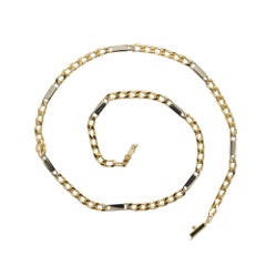 18k Two Tone Gold Solid Link Unisex Necklace