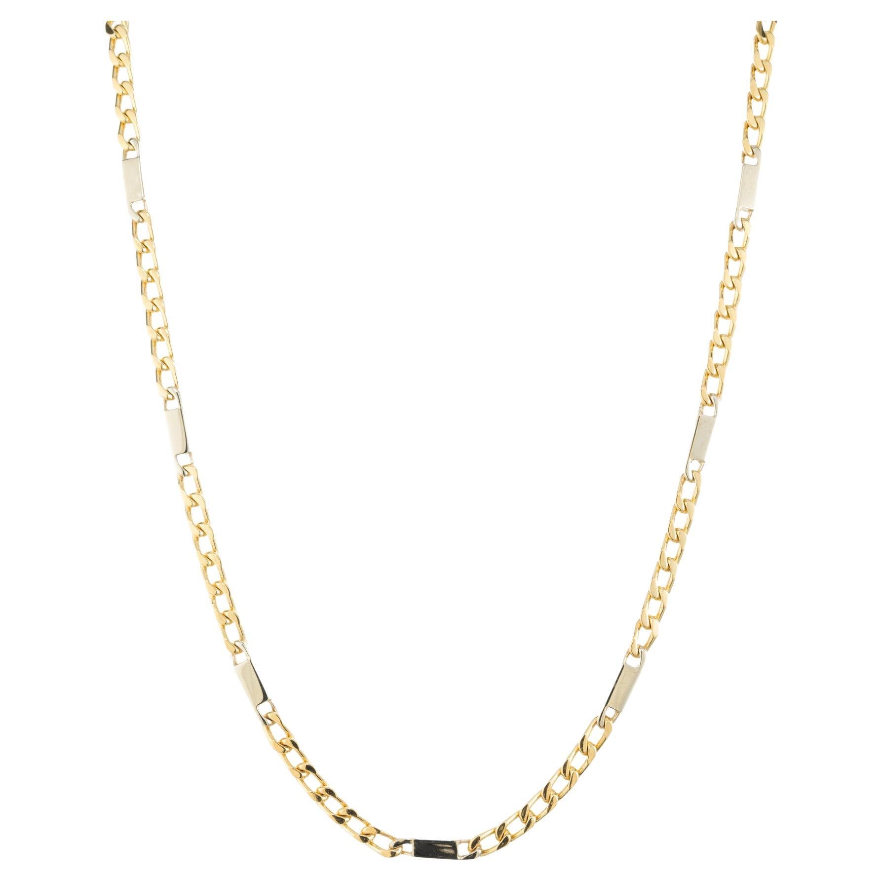 18k Two Tone Gold Solid Link Unisex Necklace