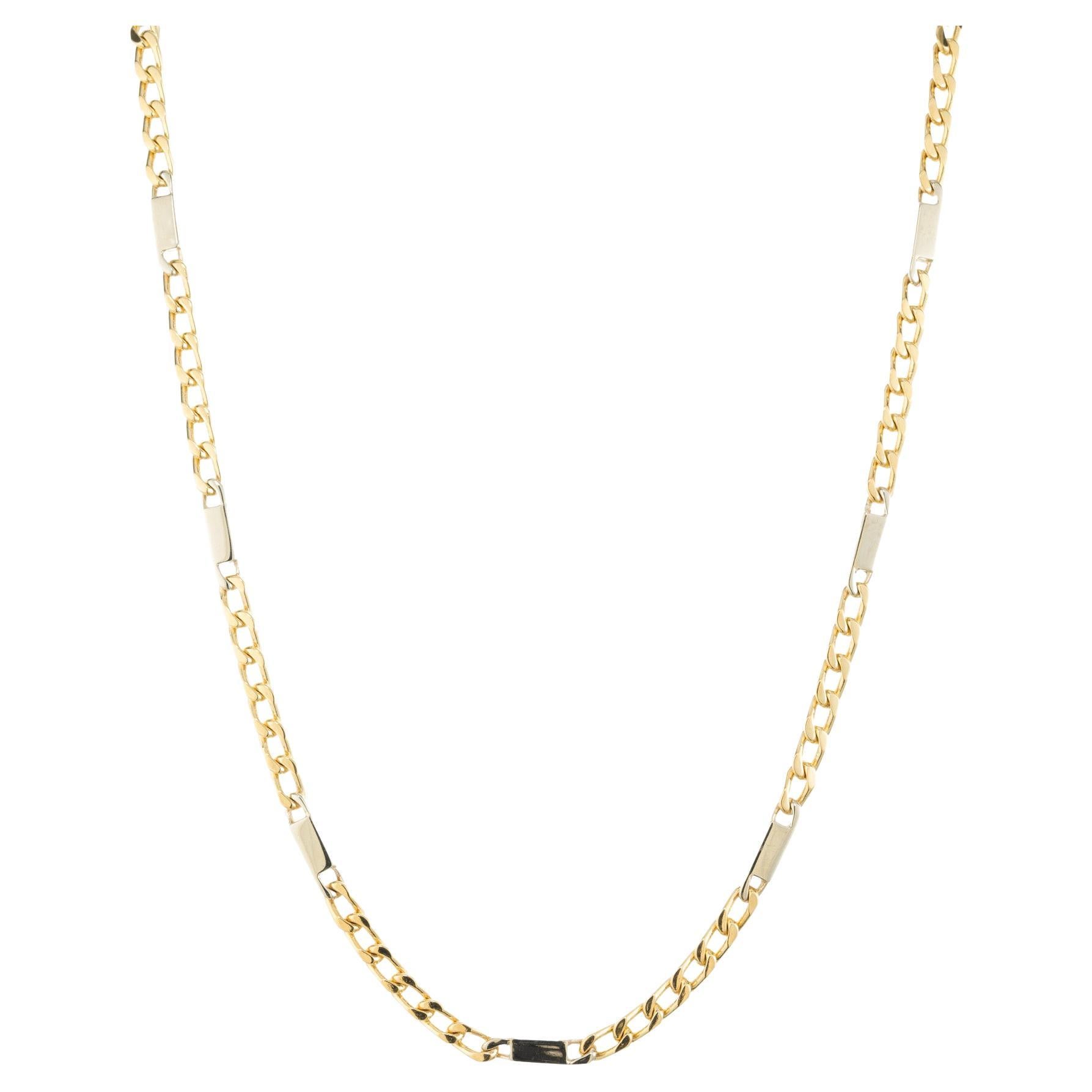 Collier unisexe en or bicolore 18k à maillons solides 