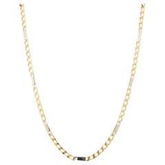 18k Two Tone Gold Solid Link Unisex Necklace 