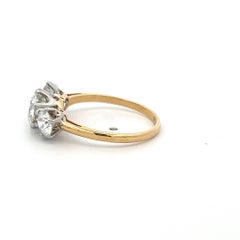 18K Two Tone Gold Three-Stone Ring 2.5ct Circular & European Diamonds I SI1 GIA