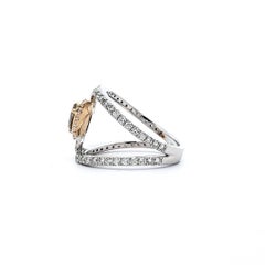 18k Two-Tone Gold Twisted Halo Diamond Ring