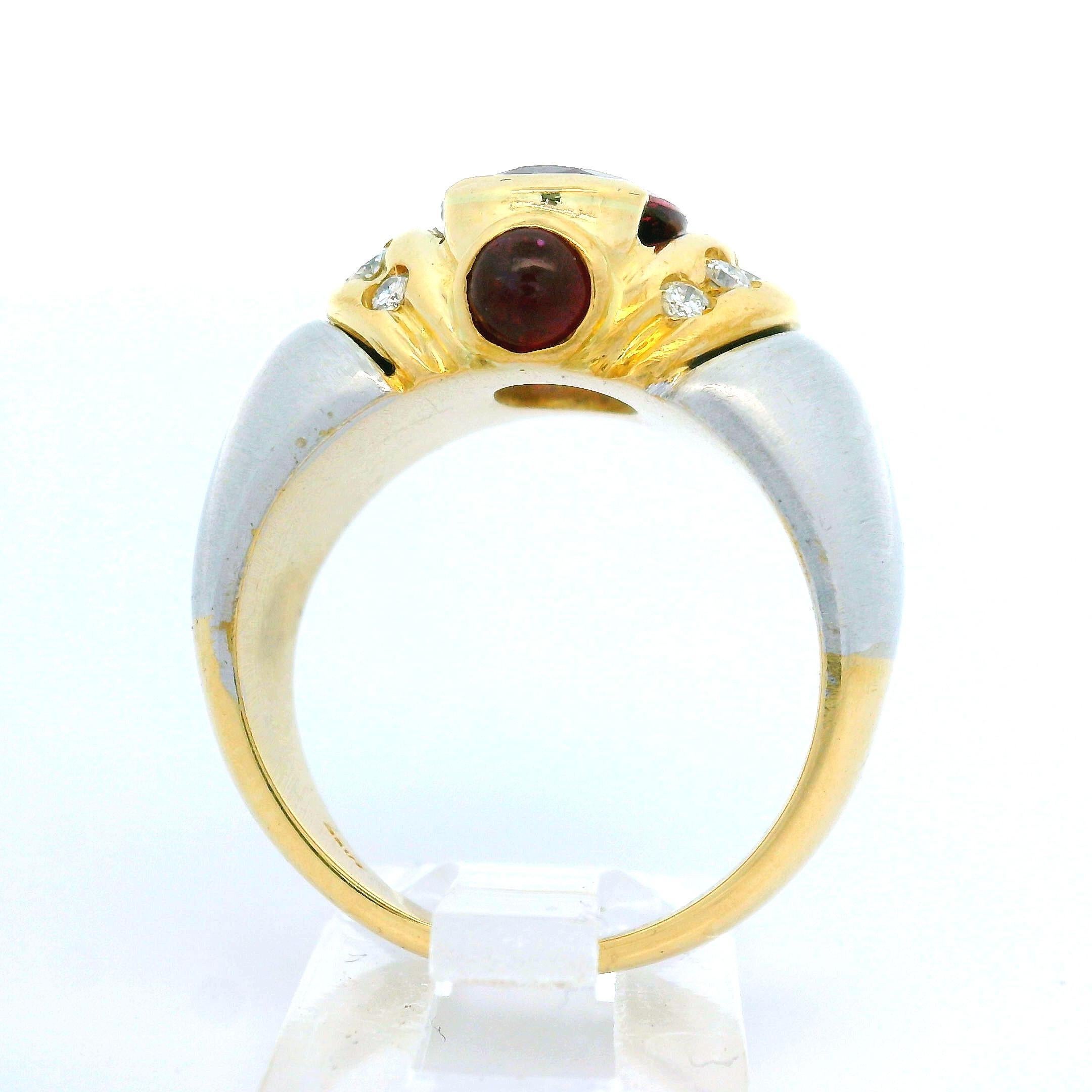 Anello pesante largo in oro 18k bicolore con tormalina rosa e diamante in vendita 5