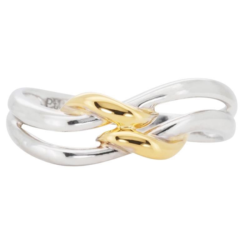 18k Two Tone Knot Ring For Sale