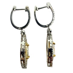 18K Two Tone Marquise Cut Yellow Diamond and White Diamond Earrings