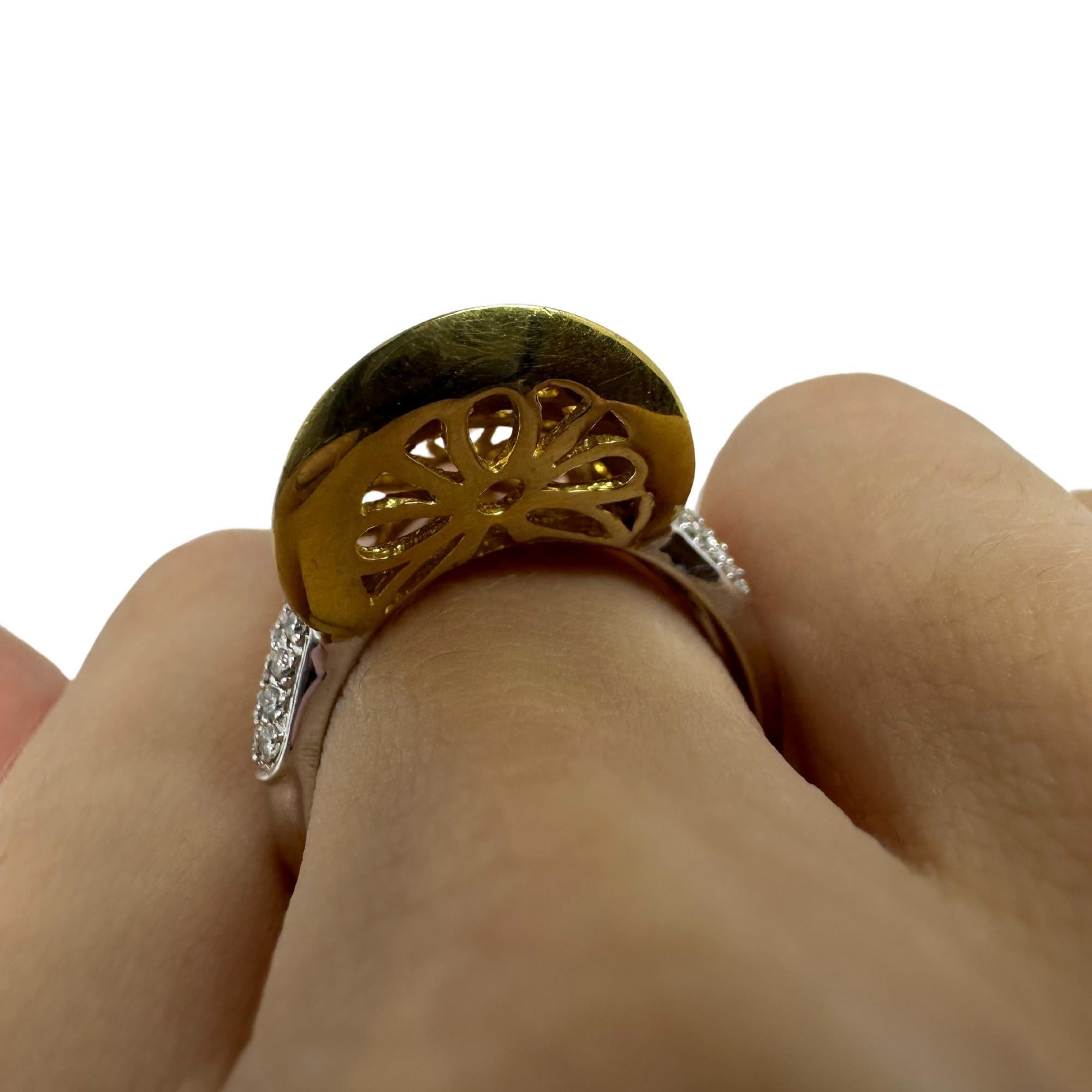 Anello cocktail con diamanti bicolore 18 carati in vendita 5