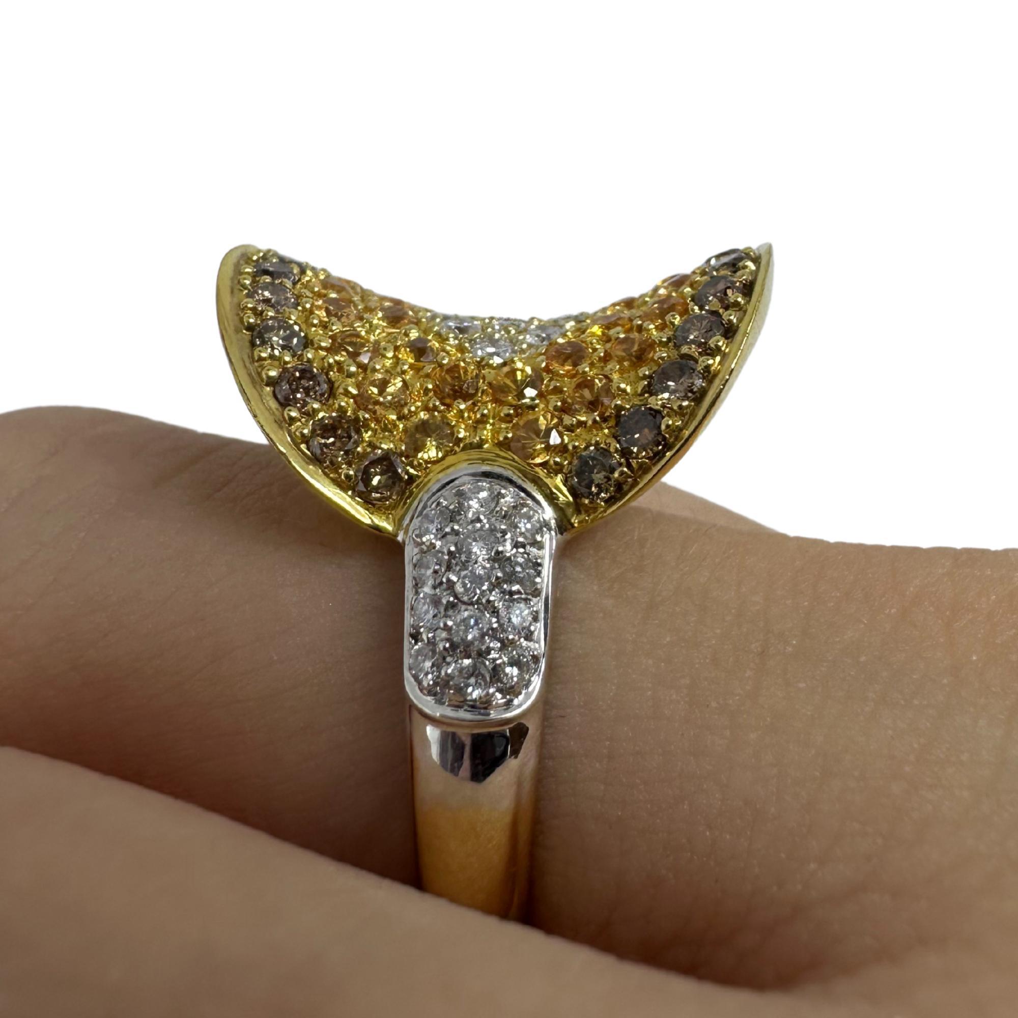 Anello cocktail con diamanti bicolore 18 carati in vendita 6