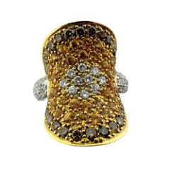 18K Two Tone MultiColor Diamond Cocktail Ring