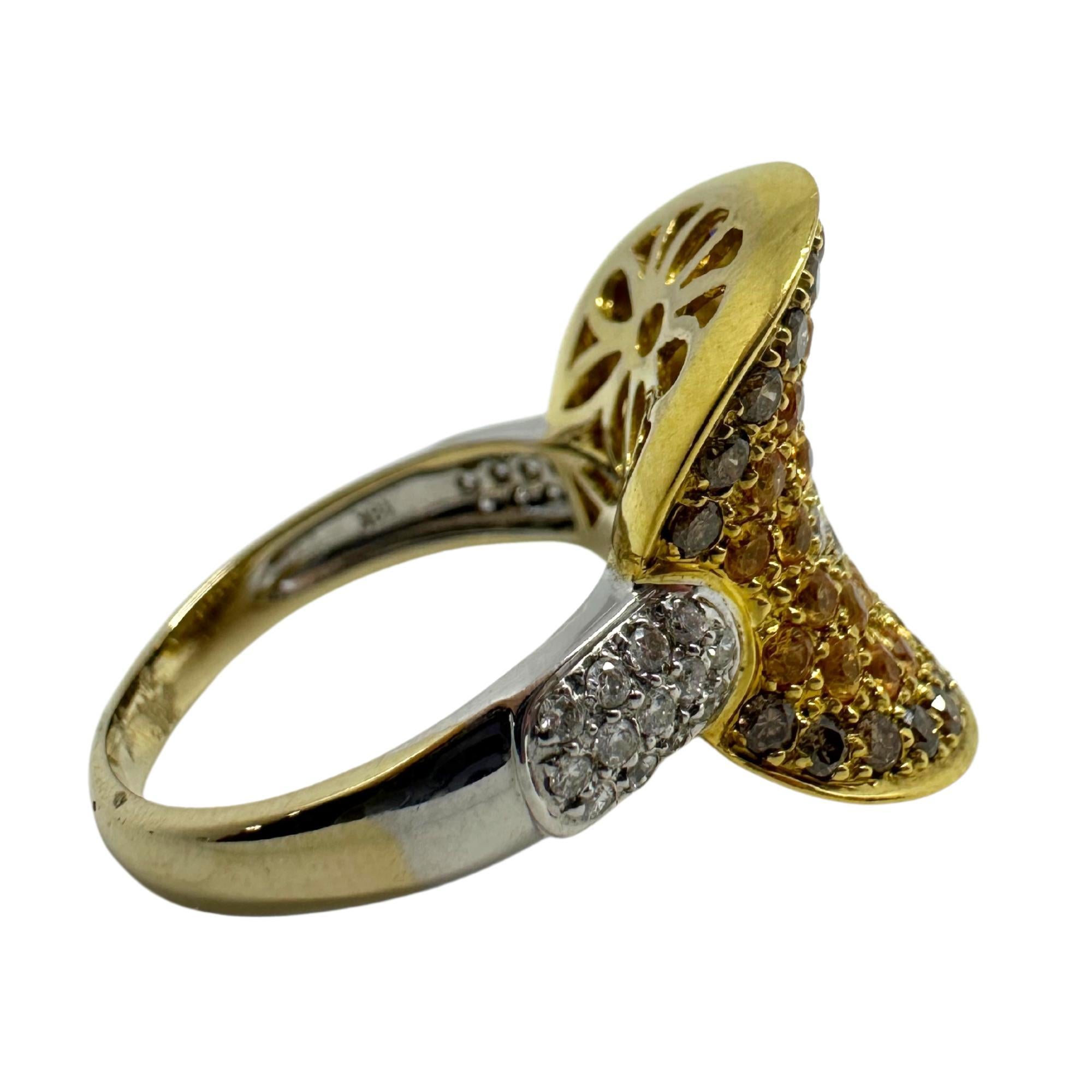 Anello cocktail con diamanti bicolore 18 carati In condizioni buone in vendita a New York, NY